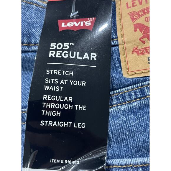 Levi's ® 505 Regular Fit Jeans Straight Leg Stretch 34x32 NWT Blue - Picture 4 of 6